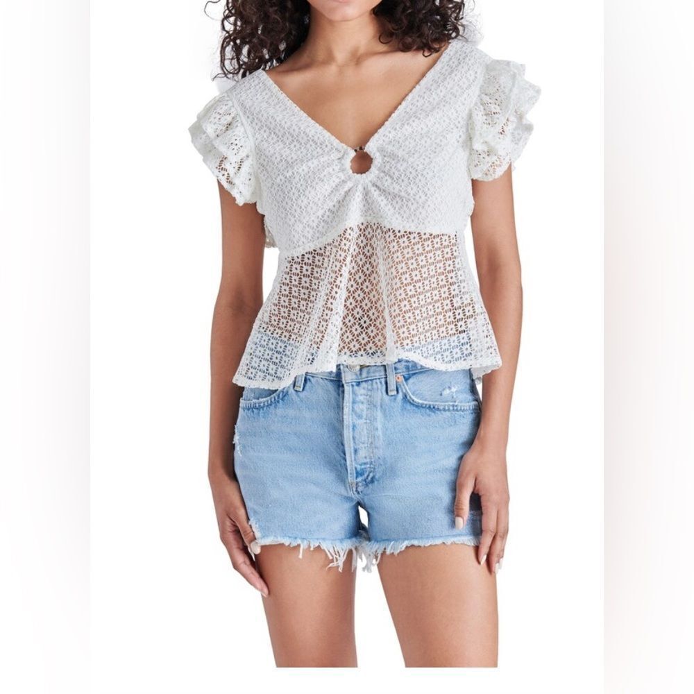 Steve Madden key to my heart White Lace Women’s Top in size large